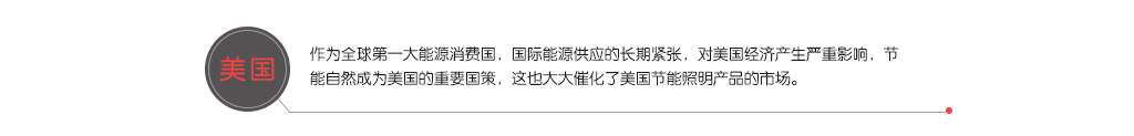 美國作為全球第一大能源消費(fèi)國，國際能源供應(yīng)的長期緊張，對(duì)美國經(jīng)濟(jì)產(chǎn)生嚴(yán)重影響，節(jié)能自然成為美國的重要國策，這也大大催化了美國節(jié)能照明產(chǎn)品的市場(chǎng)。